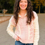 Blush Snowfall Zip Up Sweater - Jessi Jayne Boutique