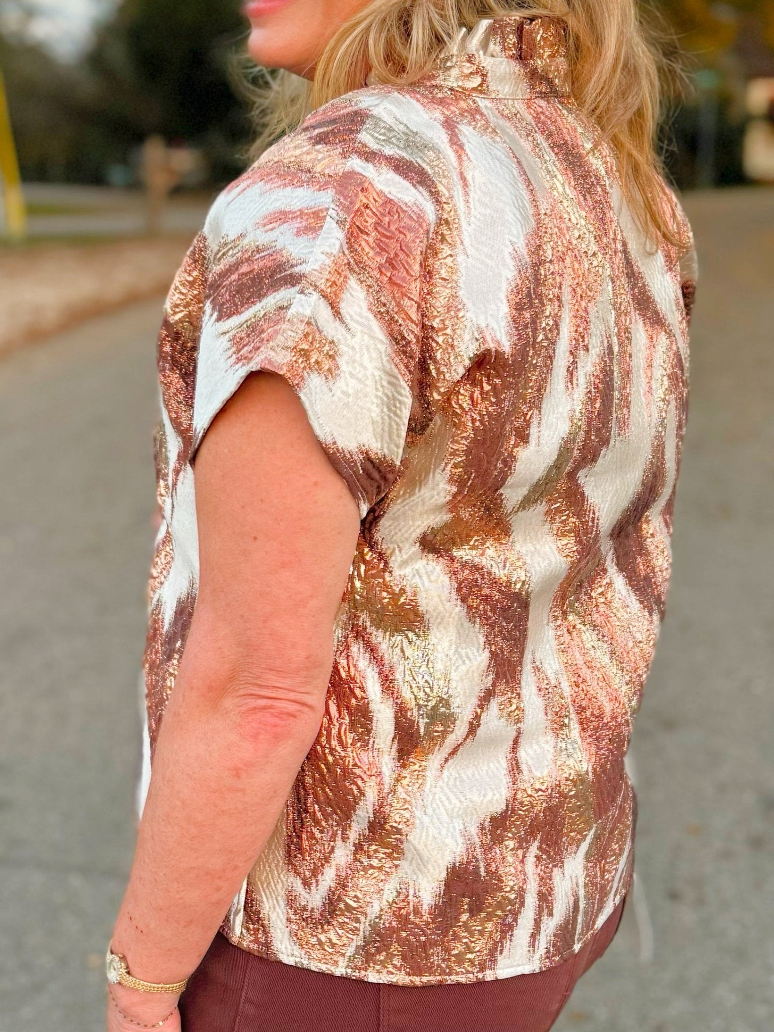Copper Shimmer Metallic Top - Jessi Jayne Boutique