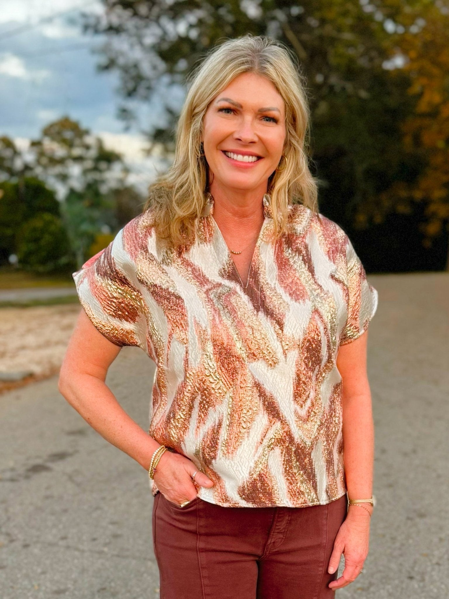 Copper Shimmer Metallic Top - Jessi Jayne Boutique