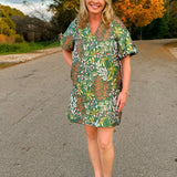Evergreen Botanical Puff Sleeve Dress - Jessi Jayne Boutique