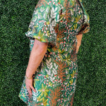 Evergreen Botanical Puff Sleeve Dress - Jessi Jayne Boutique