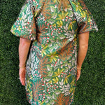 Evergreen Botanical Puff Sleeve Dress - Jessi Jayne Boutique
