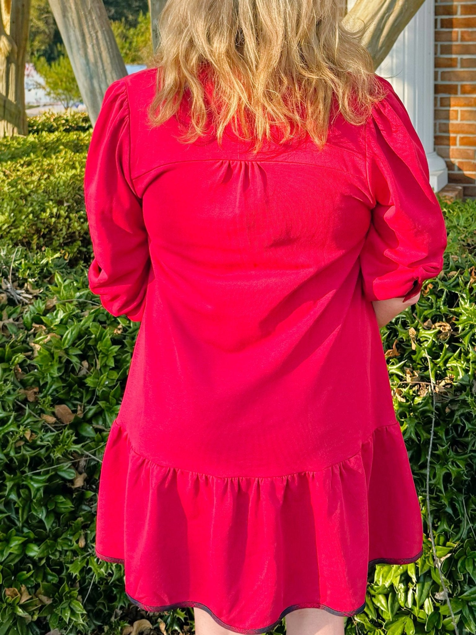 Wine and Wander Plaid Trim Dress - Jessi Jayne Boutique