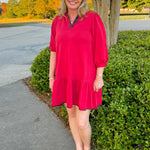 Wine and Wander Plaid Trim Dress - Jessi Jayne Boutique