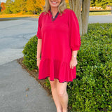 Wine and Wander Plaid Trim Dress - Jessi Jayne Boutique