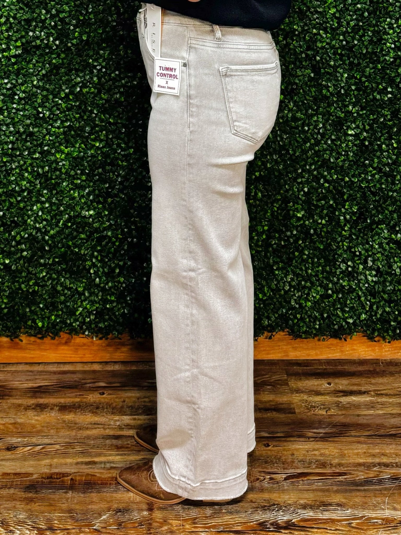 Risen Silver Mist High Rise Wide Jeans - Jessi Jayne Boutique