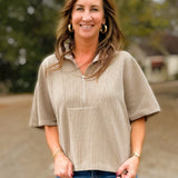 Ridge Textured Half Zip Top - Jessi Jayne Boutique