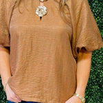 Bronze Bloom Gold Button Top - Jessi Jayne Boutique