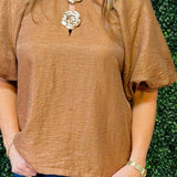 Bronze Bloom Gold Button Top - Jessi Jayne Boutique