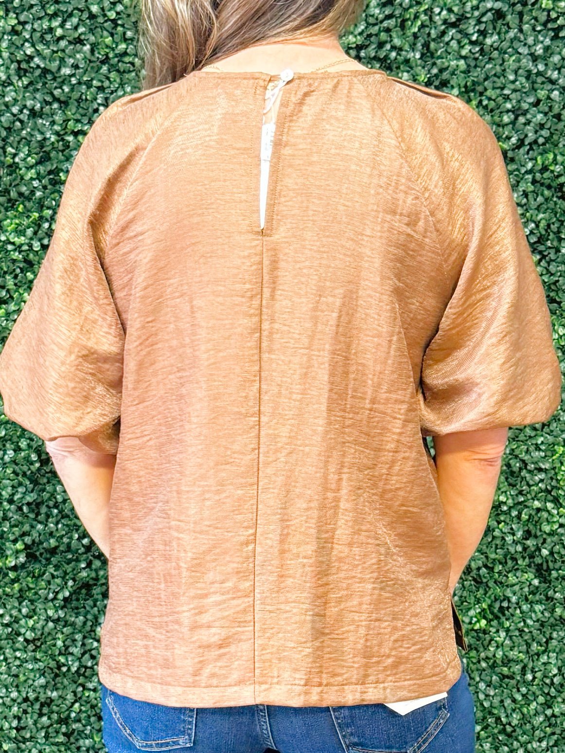 Bronze Bloom Gold Button Top - Jessi Jayne Boutique