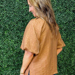 Bronze Bloom Gold Button Top - Jessi Jayne Boutique