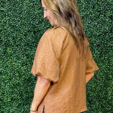 Bronze Bloom Gold Button Top - Jessi Jayne Boutique