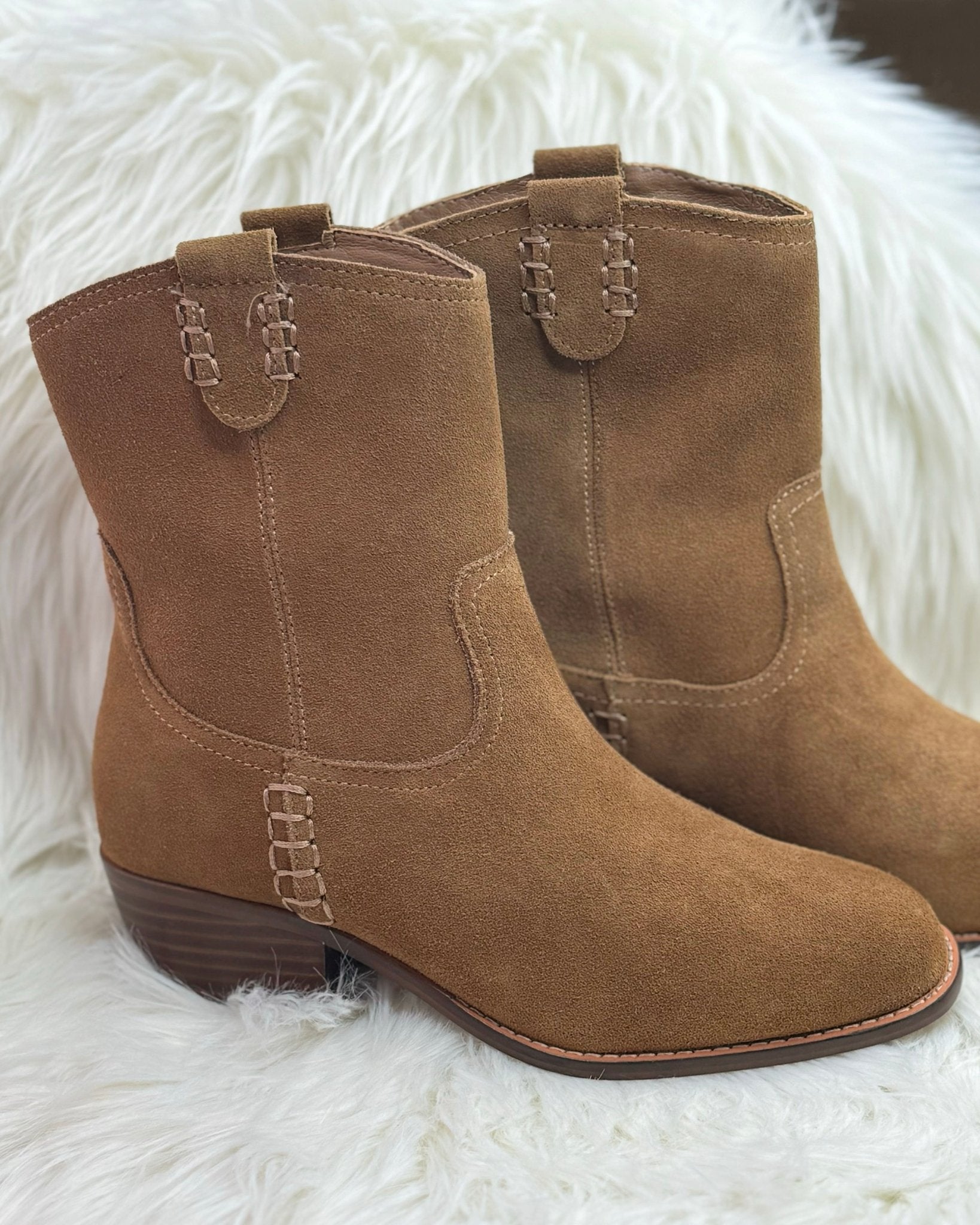Tan Suede Mia Lauryn Bootie - Jessi Jayne Boutique