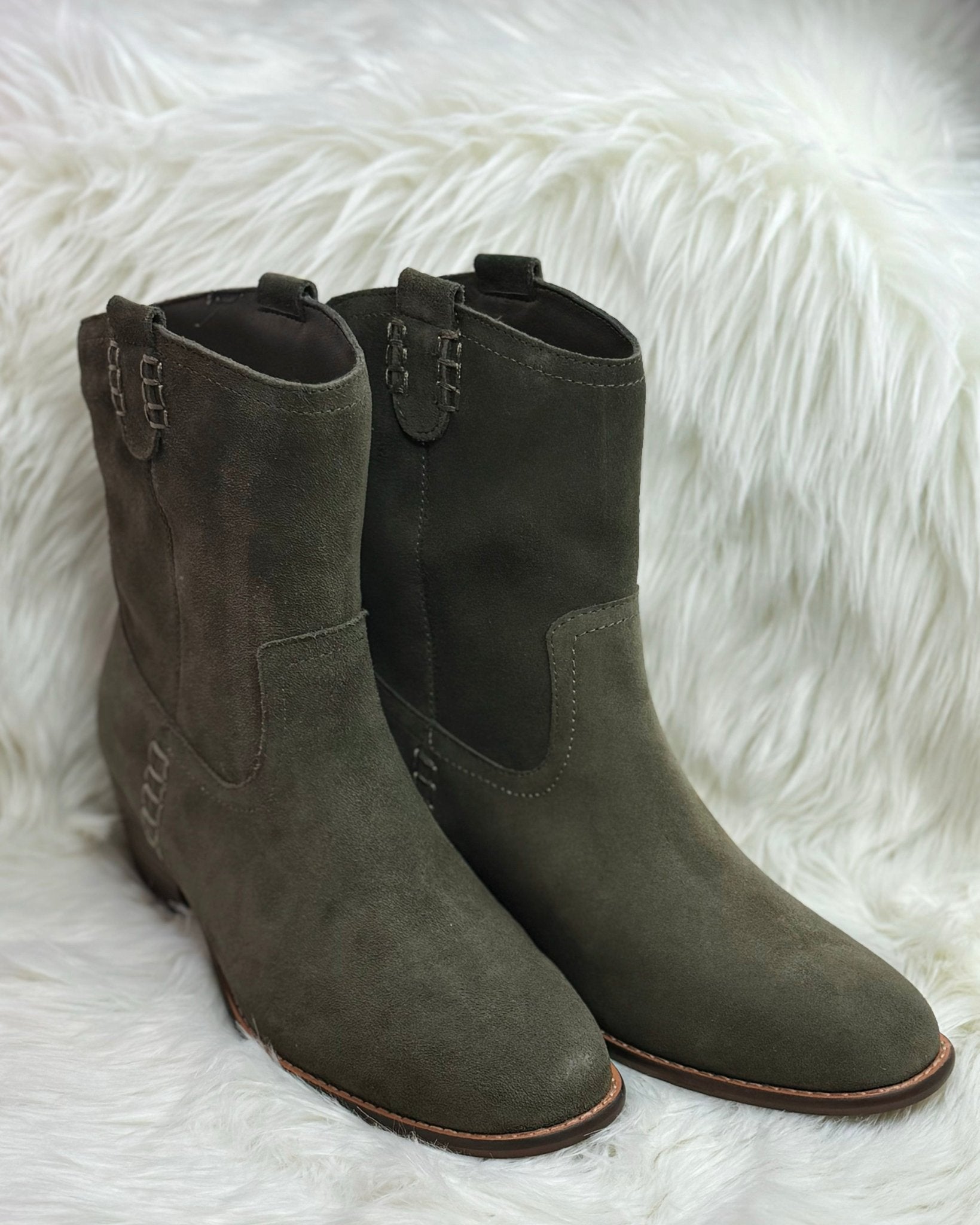 Olive Suede Mia Lauryn Bootie - Jessi Jayne Boutique