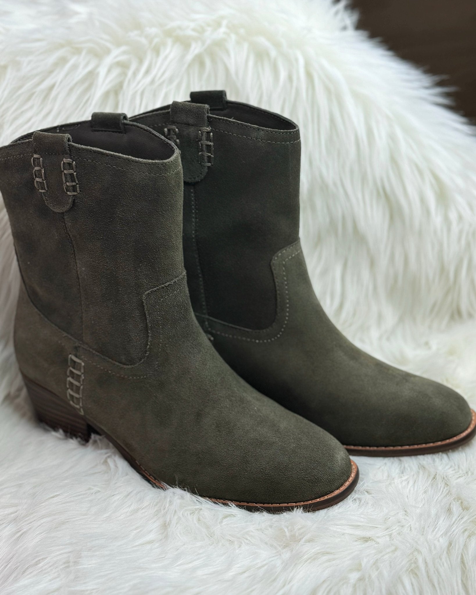 Olive Suede Mia Lauryn Bootie - Jessi Jayne Boutique