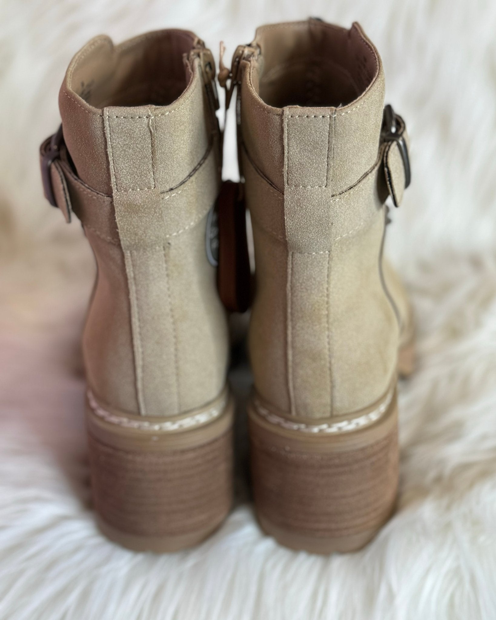 Mia Toula Sand Platform Boots - Jessi Jayne Boutique