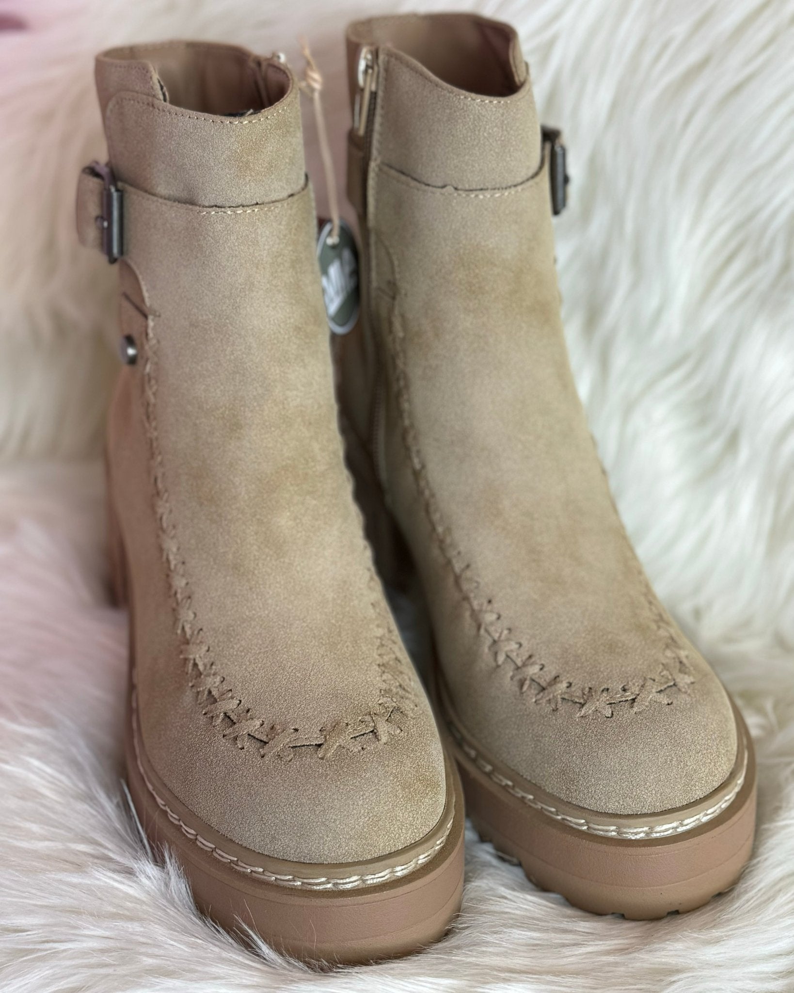 Mia Toula Sand Platform Boots - Jessi Jayne Boutique