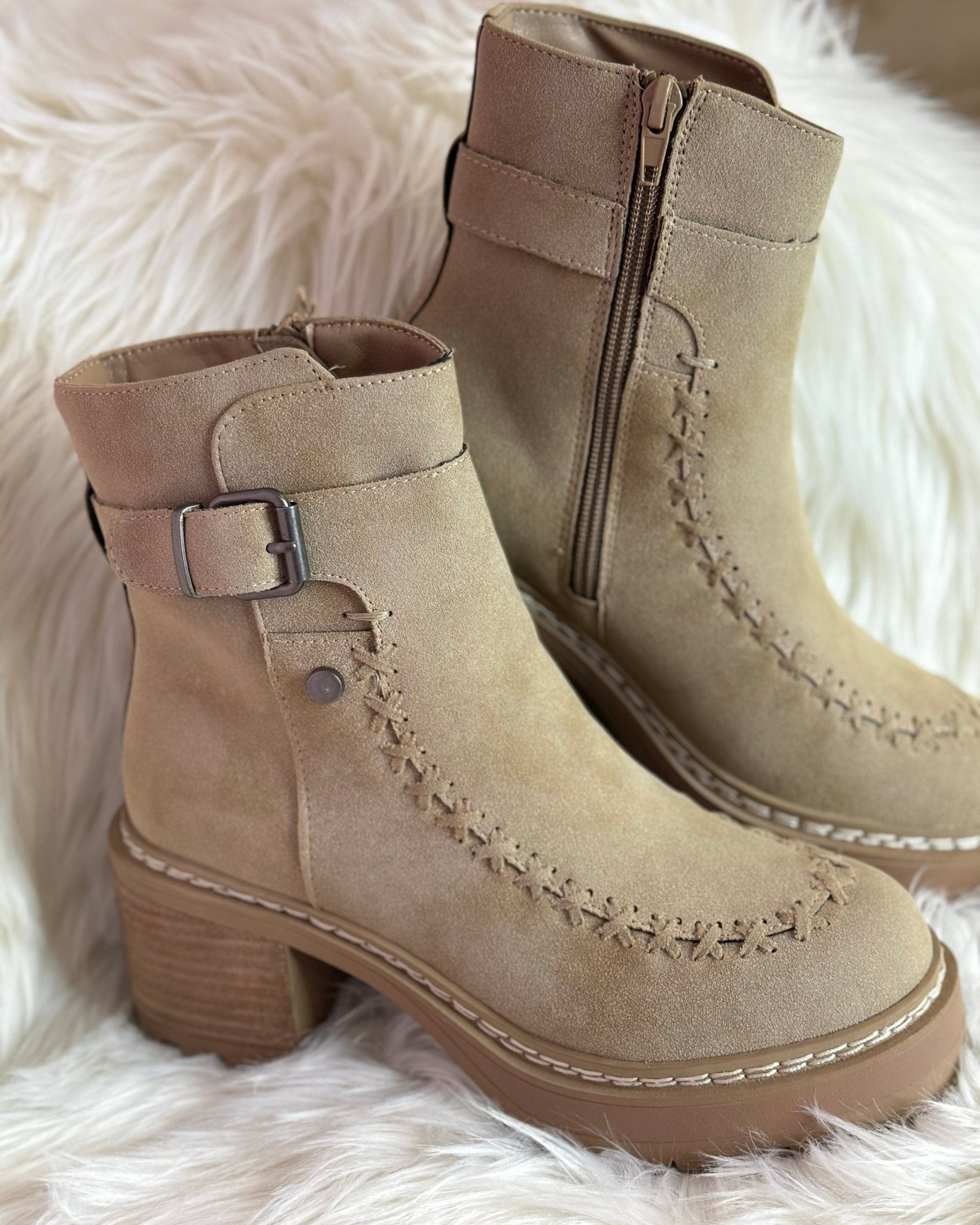 Mia Toula Sand Platform Boots - Jessi Jayne Boutique