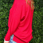 Burgundy Contrast V - Neck Top - Jessi Jayne Boutique