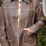 Urban Washed Brown Faux Leather Jacket - Jessi Jayne Boutique
