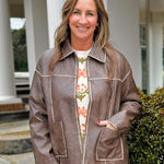 Urban Washed Brown Faux Leather Jacket - Jessi Jayne Boutique
