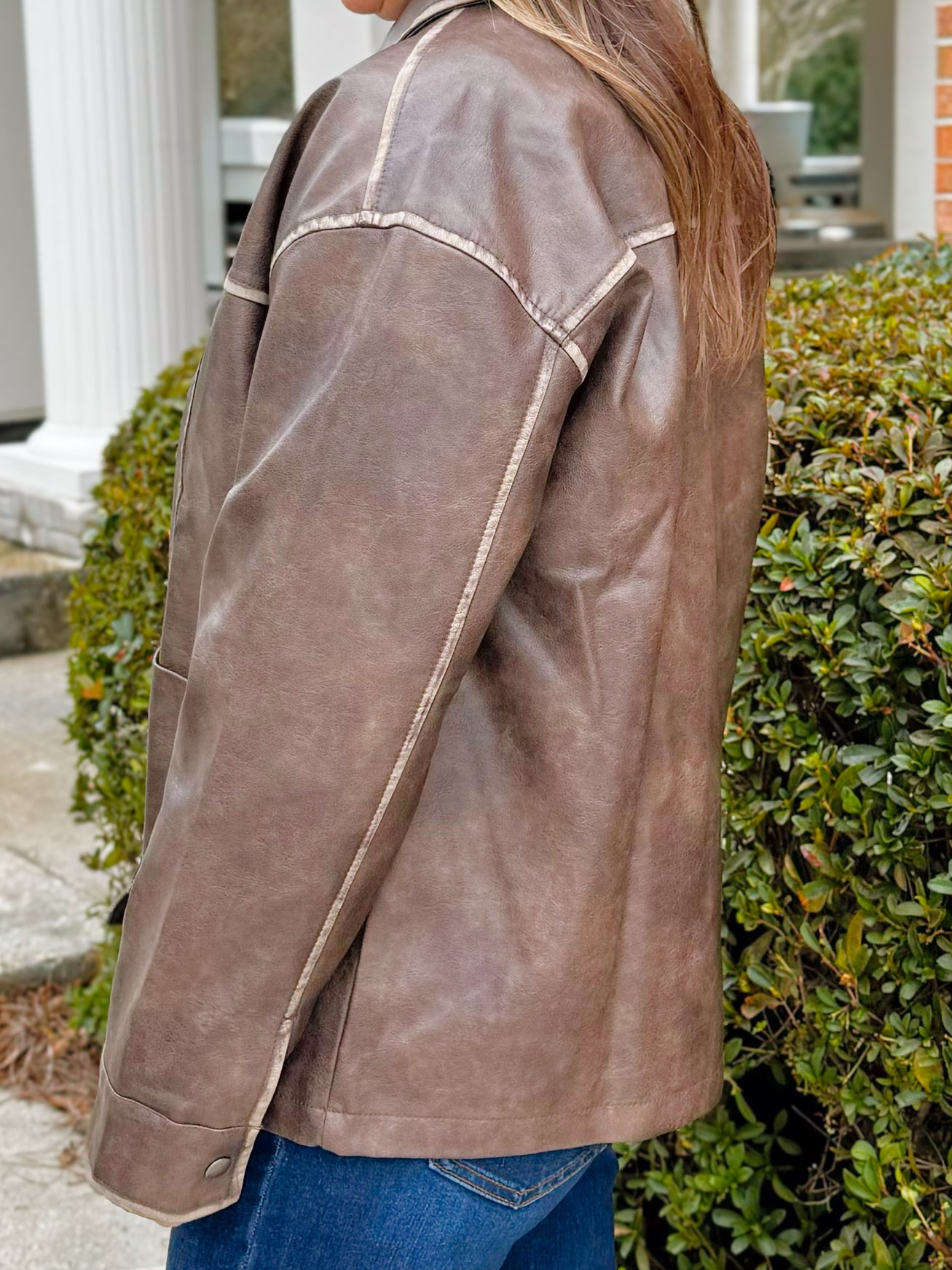 Urban Washed Brown Faux Leather Jacket - Jessi Jayne Boutique
