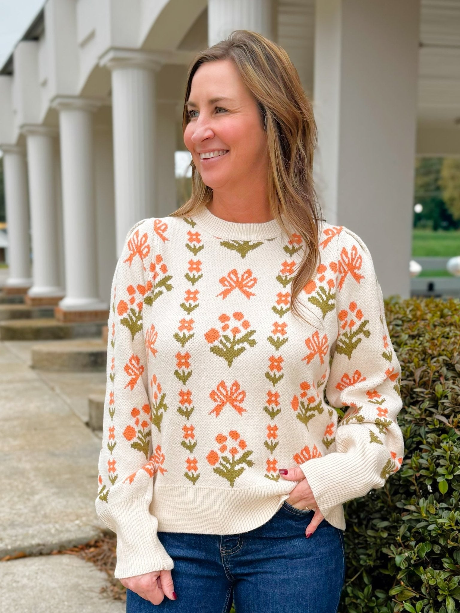 Blossom Meadow Puff Sleeve Sweater - Jessi Jayne Boutique