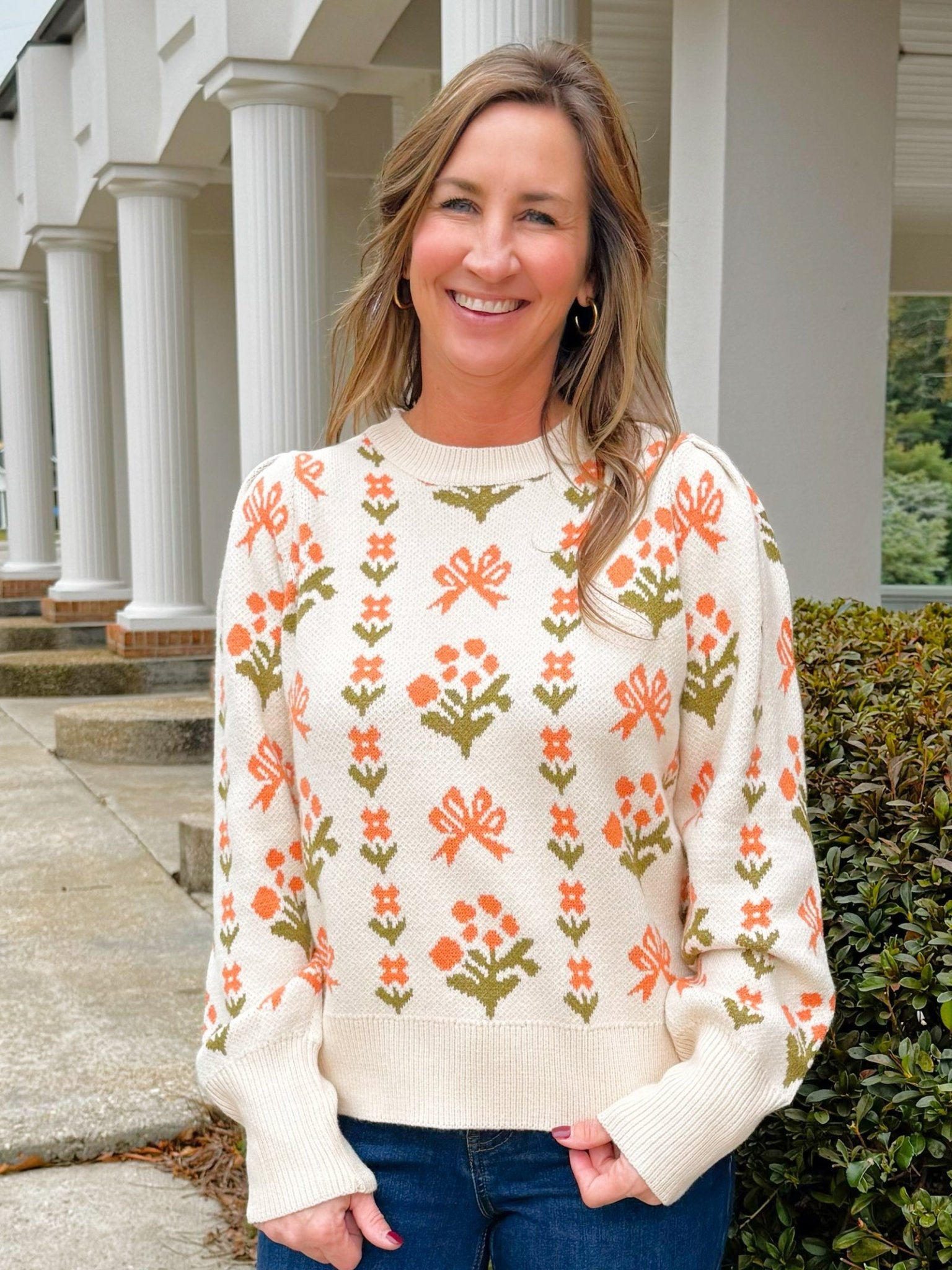 Blossom Meadow Puff Sleeve Sweater - Jessi Jayne Boutique