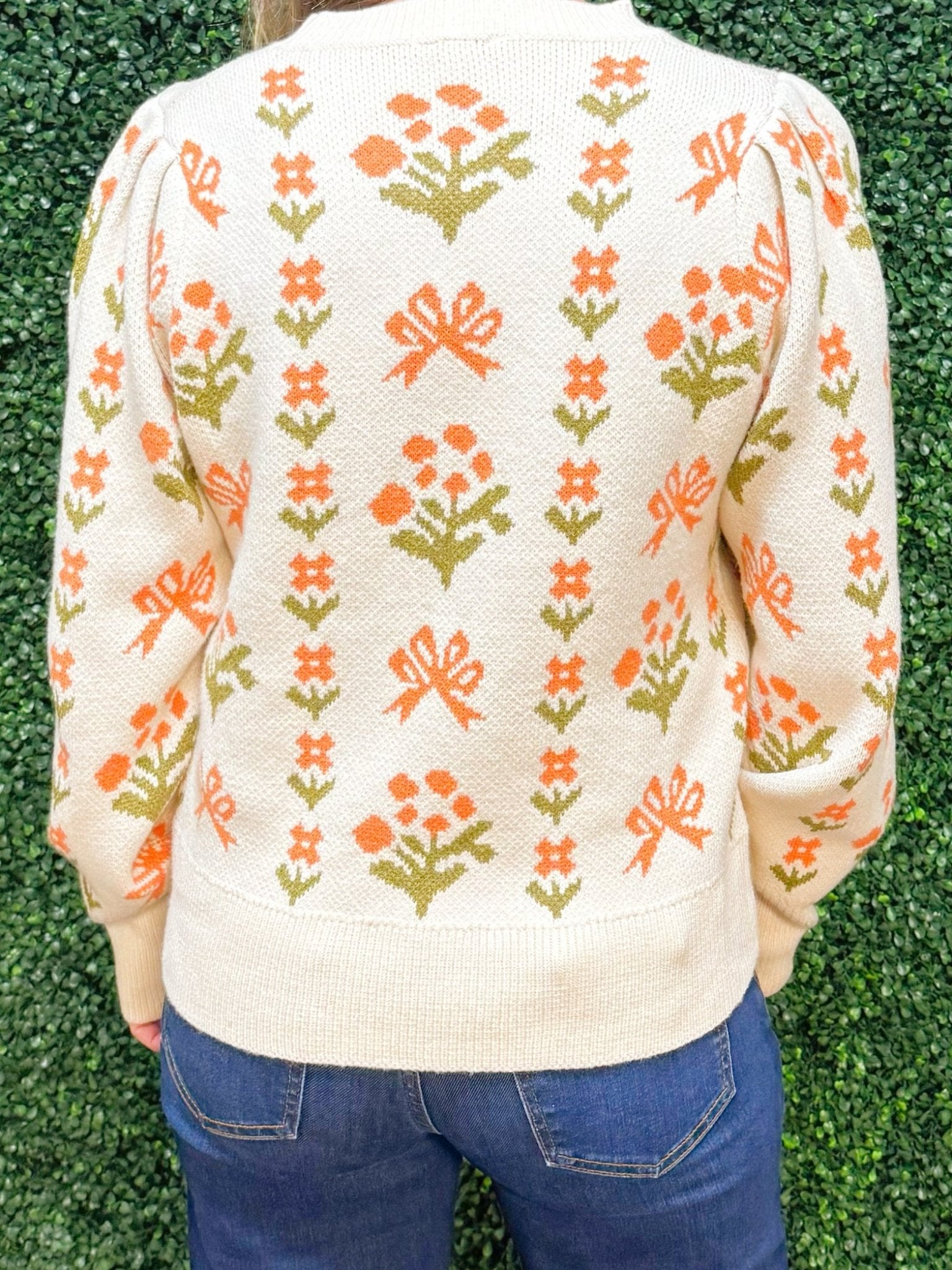 Blossom Meadow Puff Sleeve Sweater - Jessi Jayne Boutique