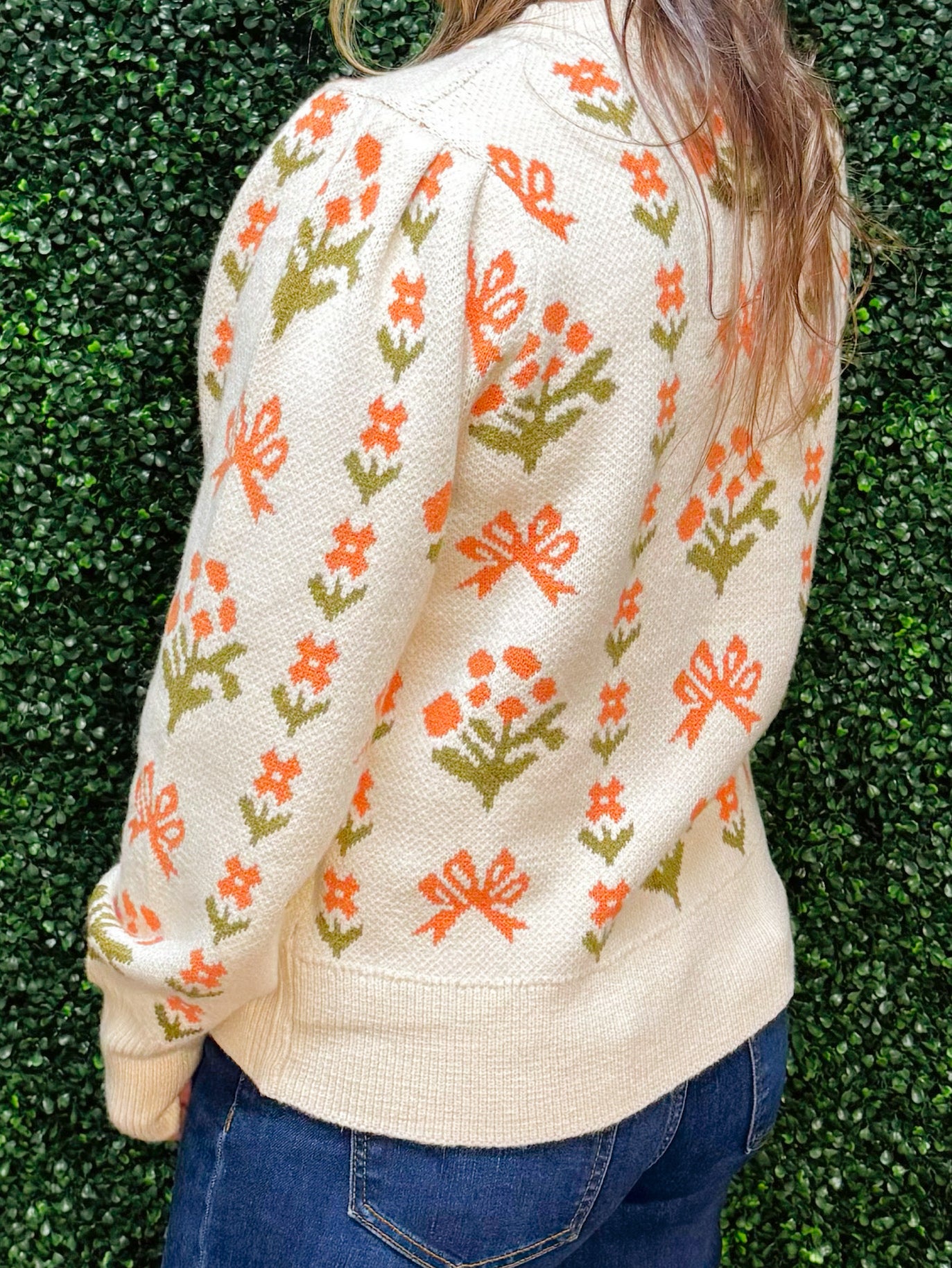 Blossom Meadow Puff Sleeve Sweater - Jessi Jayne Boutique