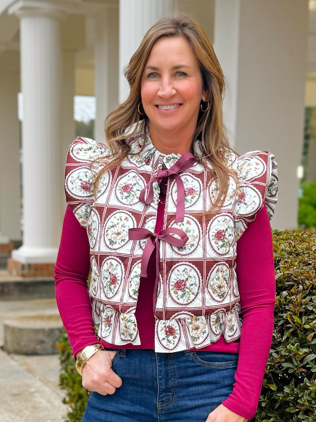 Vintage Bouquet Puff Vest - Jessi Jayne Boutique