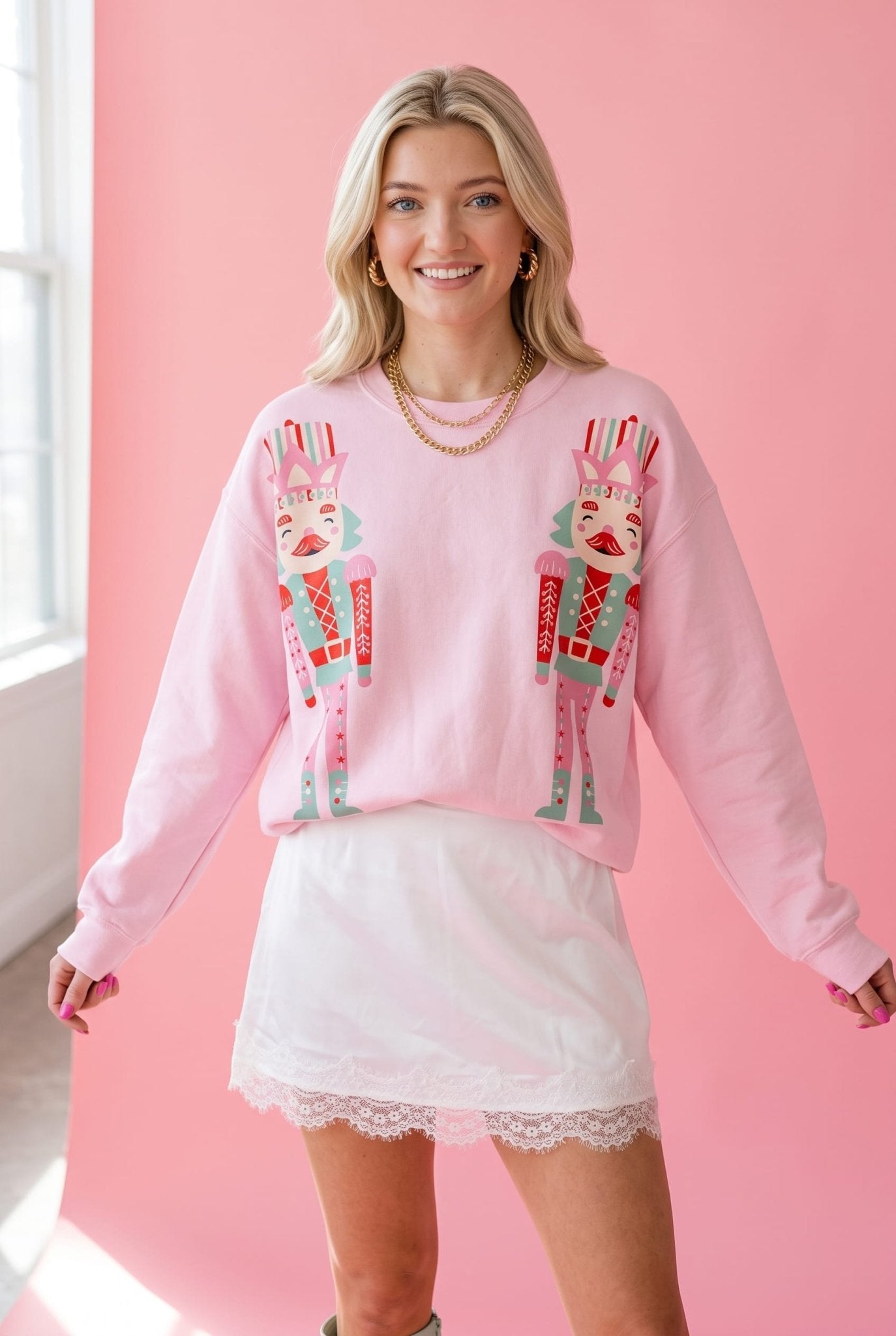Double Nutcracker Pink Sweatshirt - Jessi Jayne Boutique