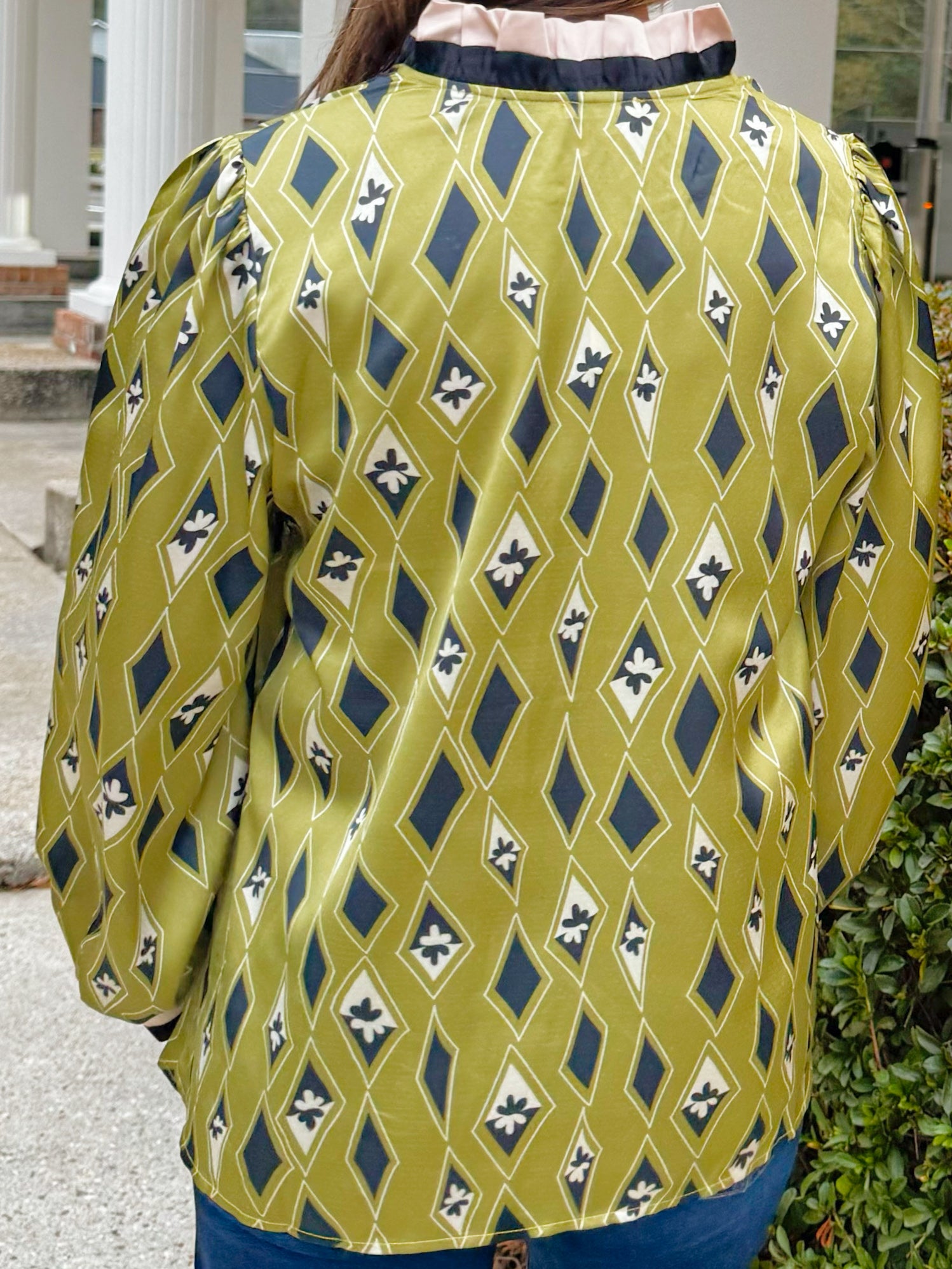 Green Mosaic Mock Neck Top - Jessi Jayne Boutique