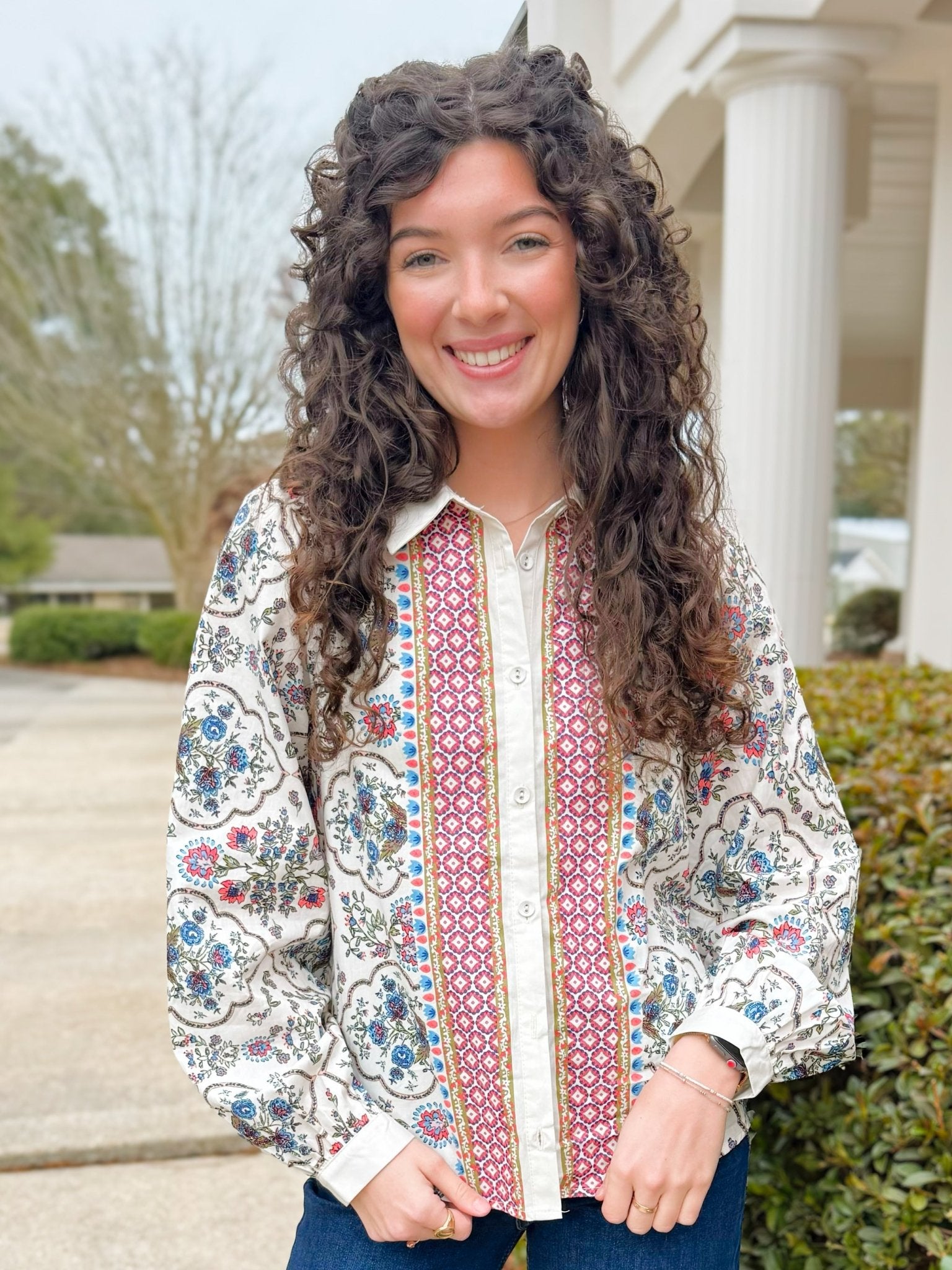 Floral Storyline Button Up Top - Jessi Jayne Boutique