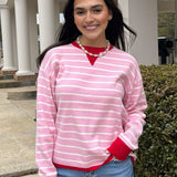 Candy Stripe Contrast Sweater - Jessi Jayne Boutique