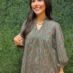 Boho Medallion Puff Sleeve Dress - Jessi Jayne Boutique