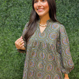 Boho Medallion Puff Sleeve Dress - Jessi Jayne Boutique