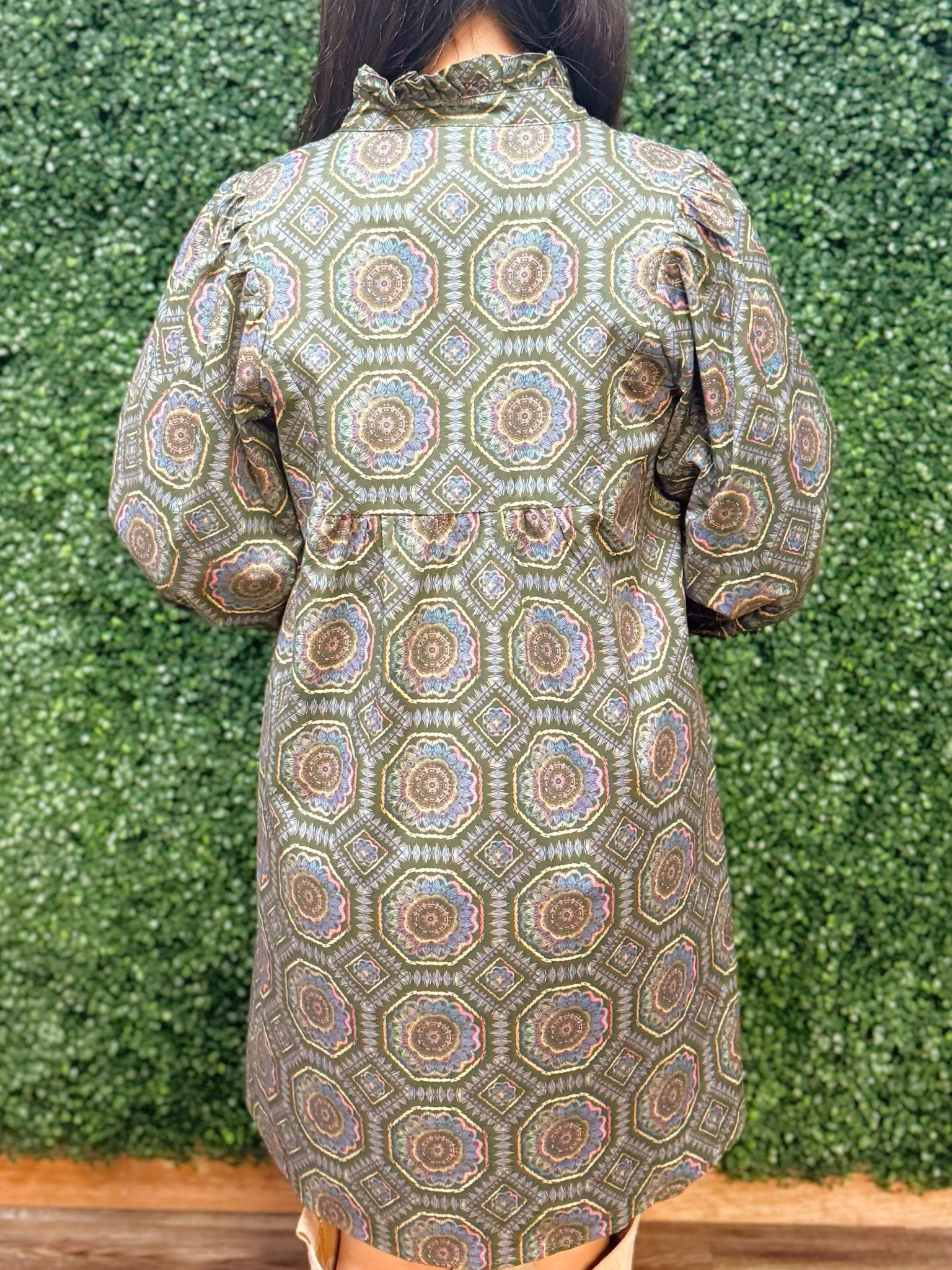 Boho Medallion Puff Sleeve Dress - Jessi Jayne Boutique