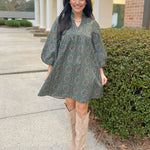 Boho Medallion Puff Sleeve Dress - Jessi Jayne Boutique