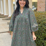 Boho Medallion Puff Sleeve Dress - Jessi Jayne Boutique