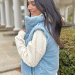 Soft Denim Wash Puffer Vest - Jessi Jayne Boutique