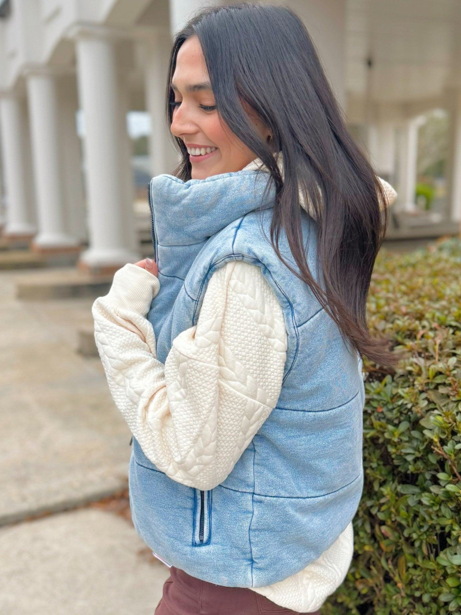 Soft Denim Wash Puffer Vest - Jessi Jayne Boutique