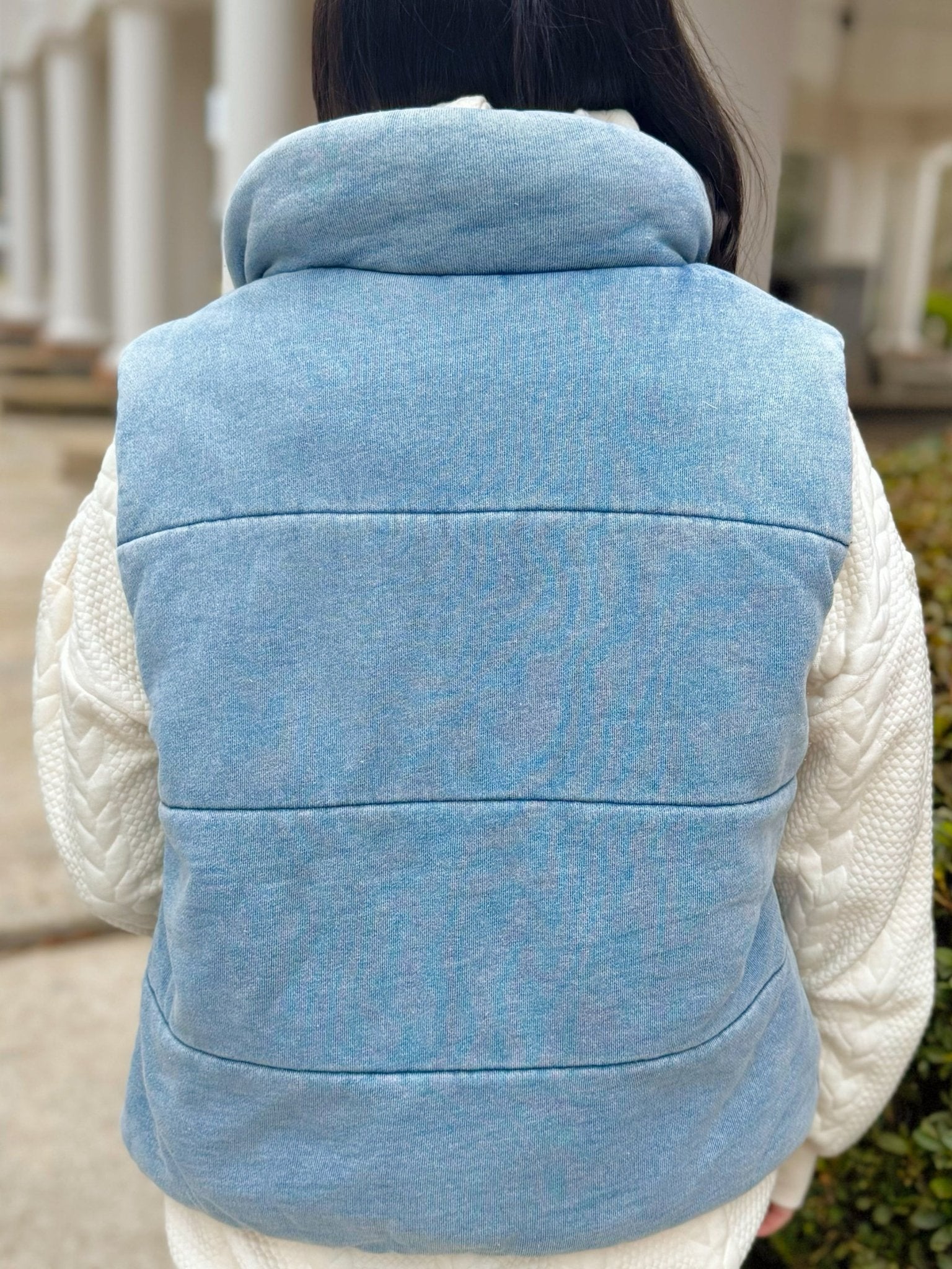 Soft Denim Wash Puffer Vest - Jessi Jayne Boutique