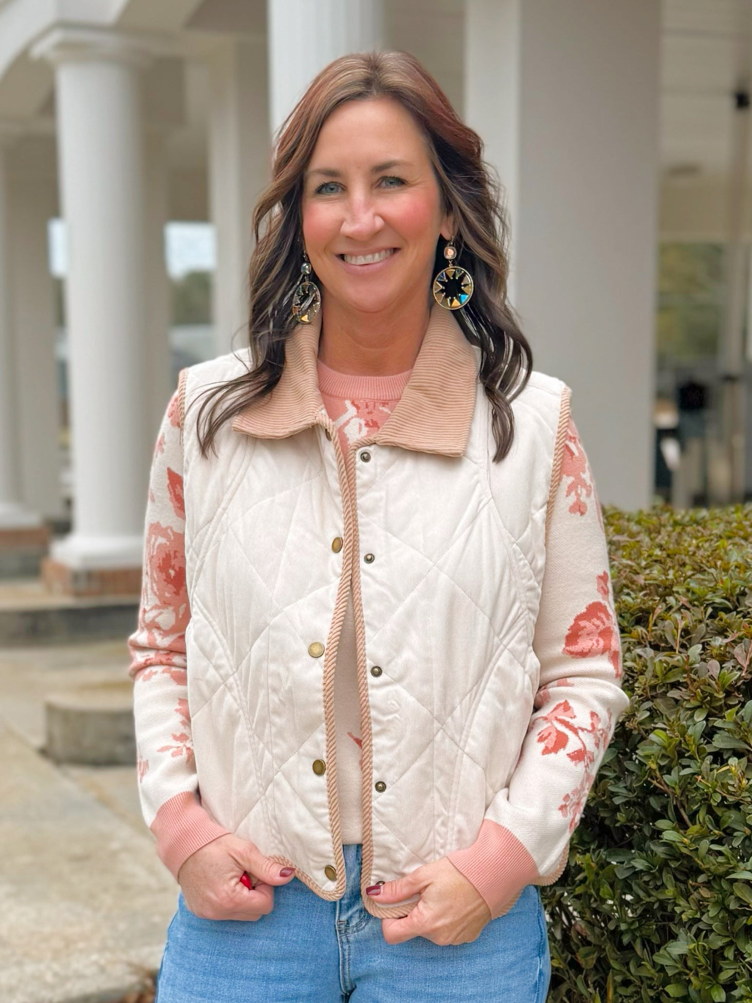 Scallop Trim Quilted Corduroy Vest - Jessi Jayne Boutique