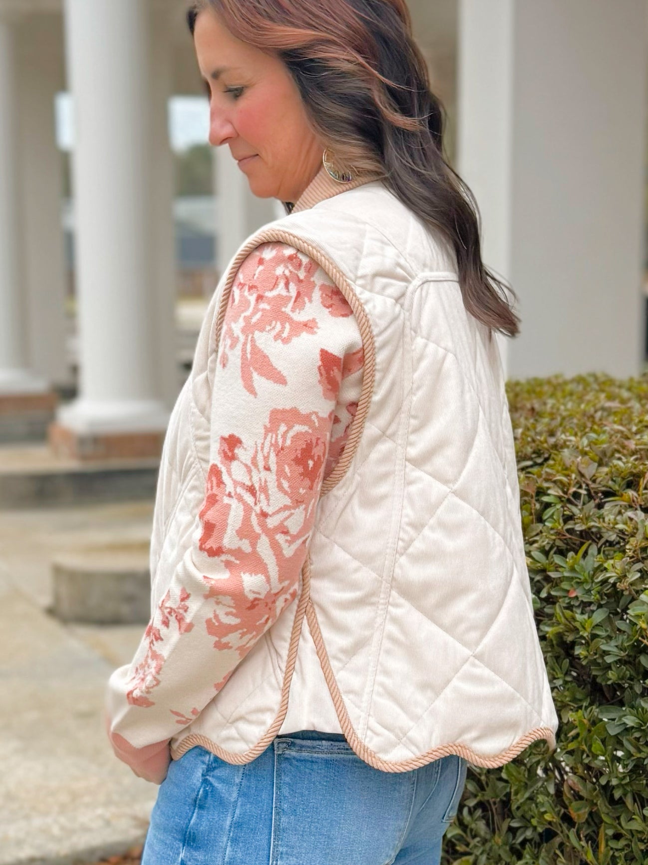 Scallop Trim Quilted Corduroy Vest - Jessi Jayne Boutique