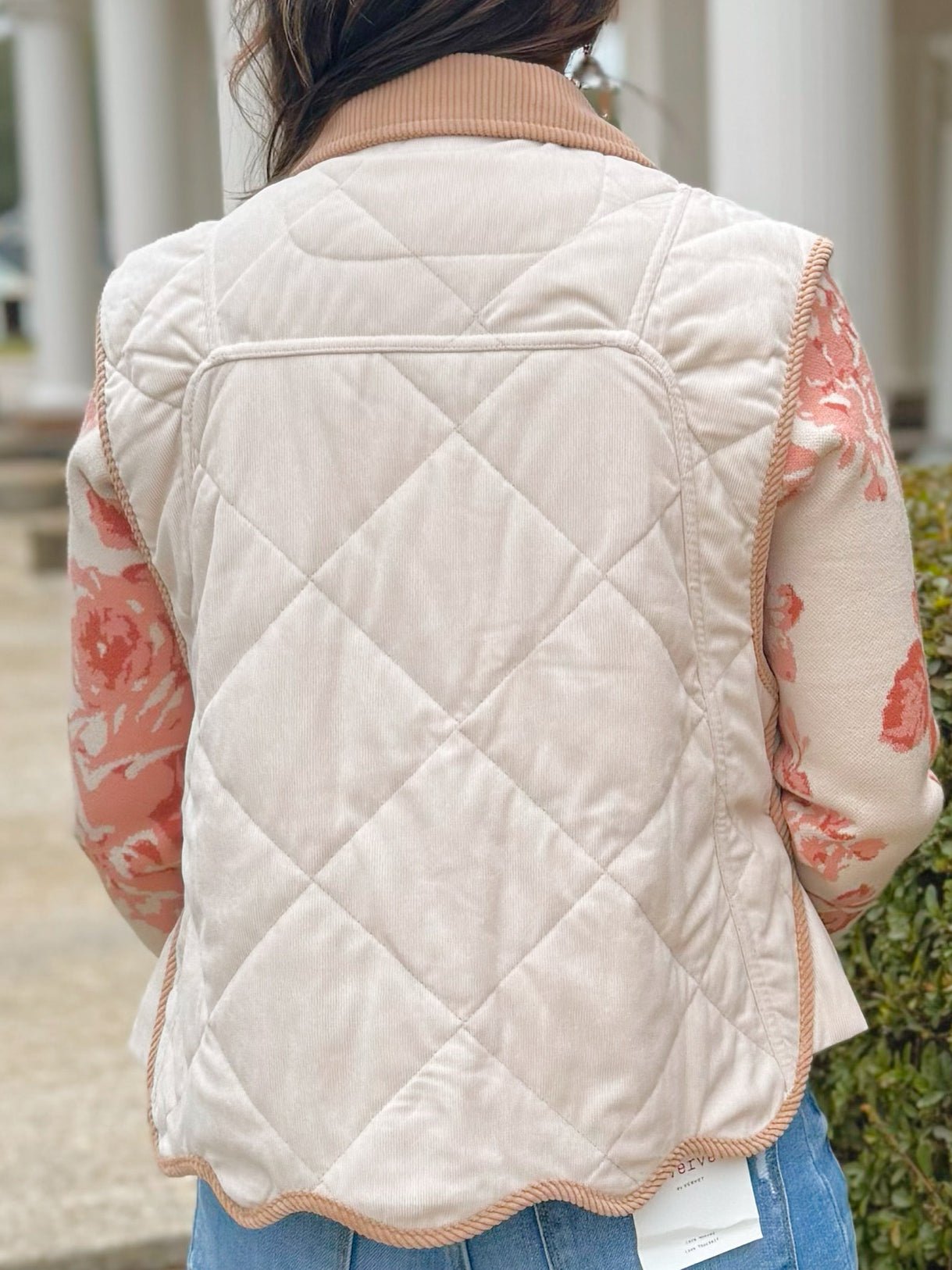 Scallop Trim Quilted Corduroy Vest - Jessi Jayne Boutique