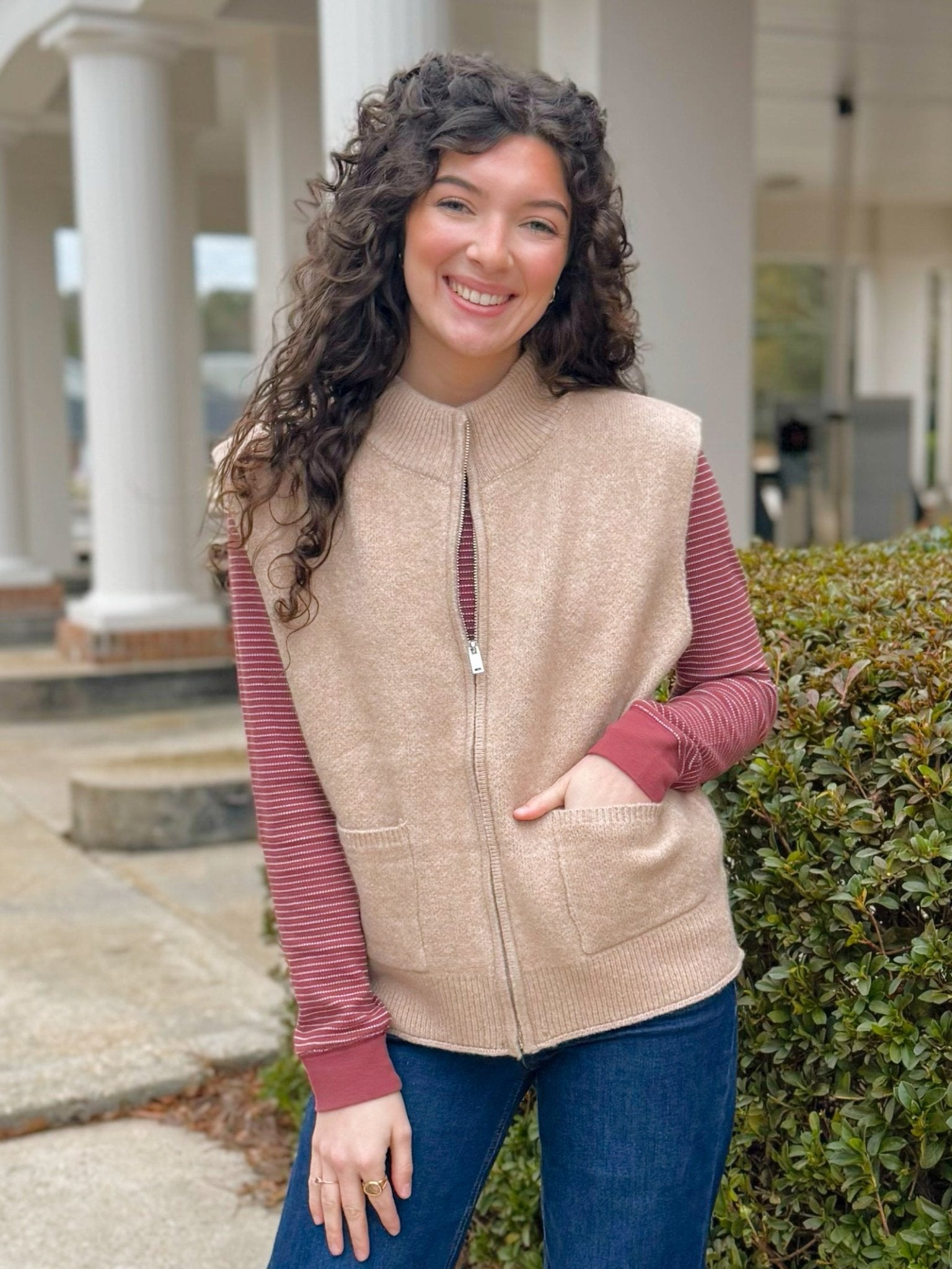 Warm Latte Zip Vest - Jessi Jayne Boutique