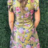 Gilded Rose Ruffle Sleeve Dress - Jessi Jayne Boutique