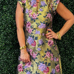 Gilded Rose Ruffle Sleeve Dress - Jessi Jayne Boutique