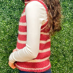 Cranberry Stripe Sweater Vest - Jessi Jayne Boutique